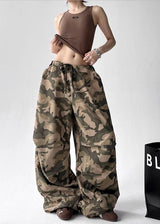 Litlookz Studio Y2K Drawstring Camo Baggy Pants, view 3