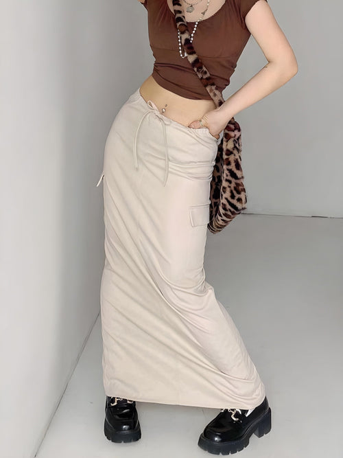 Litlookz Studio Y2K Drawstring Maxi Skirt