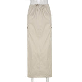 Litlookz Studio Y2K Drawstring Parachute Maxi Skirt, view 5