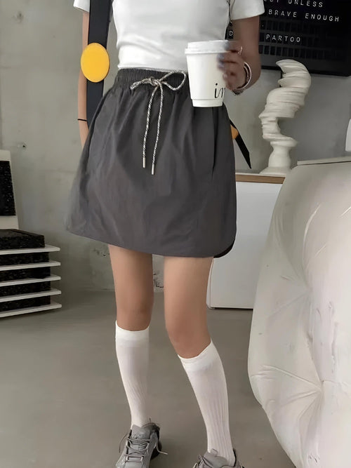 Litlookz Studio Y2K Drawstring Parachute Mini Skirt