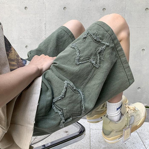 Litlookz Studio Y2K Drawstring Star Embroidered Shorts
