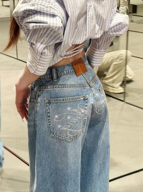 Litlookz Studio Y2K Embroidered Baggy Jeans