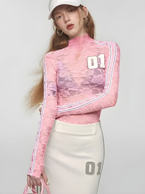 Litlookz Studio Y2K Embroidered Lace Top