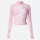 Litlookz Studio Y2K Embroidered Lace Top, view 4