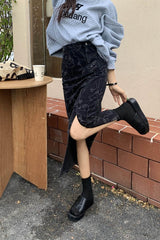 Litlookz Studio Y2K Faces Denim Midi Skirt, view 3
