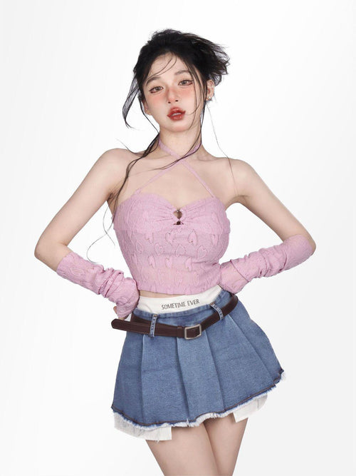 Litlookz Studio Y2K Fake Two Piece Pleated Mini Skirt