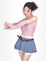 Litlookz Studio Y2K Fake Two Piece Pleated Mini Skirt, view 3