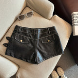 Litlookz Studio Y2K Faux Leather Double Belt Shorts, view 6
