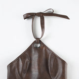 Litlookz Studio Y2K Faux Leather Halter Top, view 5