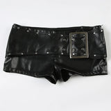 Litlookz Studio Y2K Faux Leather Studded Belt Shorts, view 3