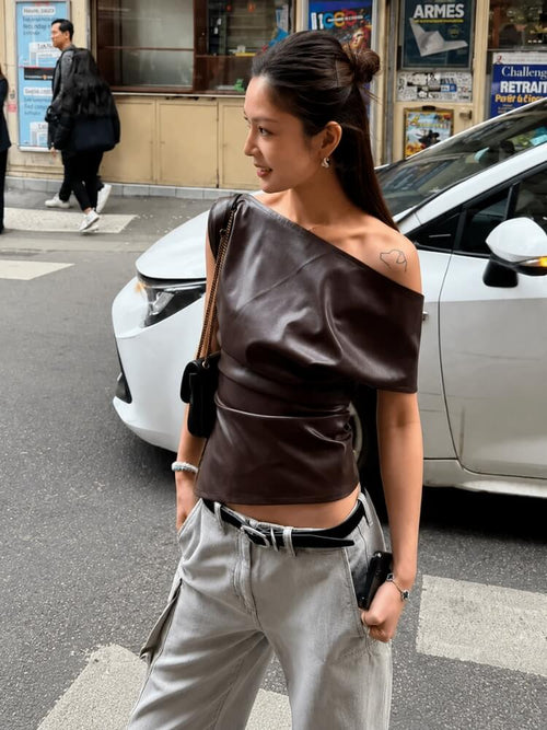 Litlookz Studio Y2K Faux Leather Top