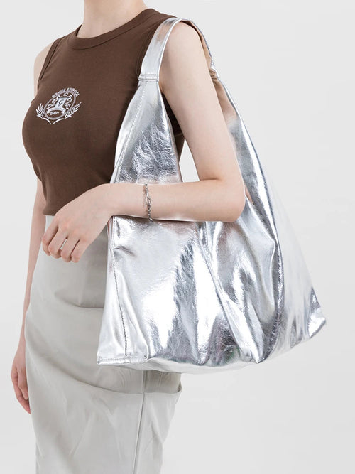 Litlookz Studio Y2K Faux Patent Leather Hobo Bag