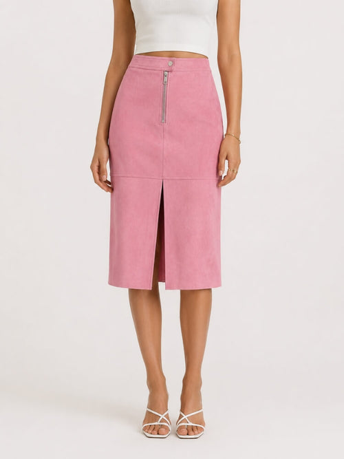Litlookz Studio Y2K Faux Suede Midi Skirt