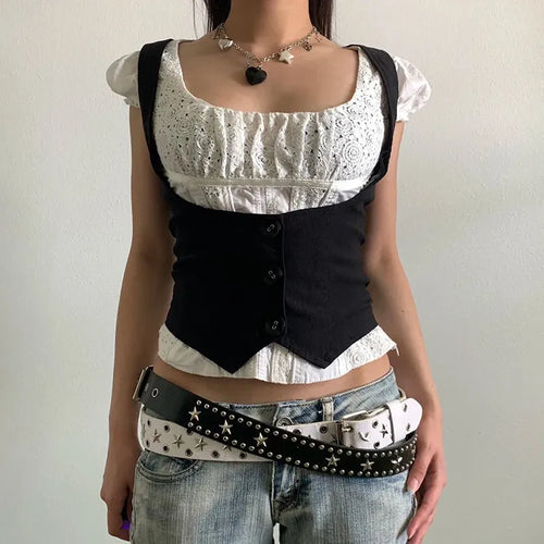 Litlookz Studio Y2K Fitted Button Up Vest