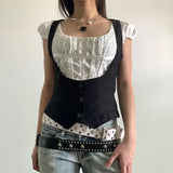 Litlookz Studio Y2K Fitted Button Up Vest, view 3