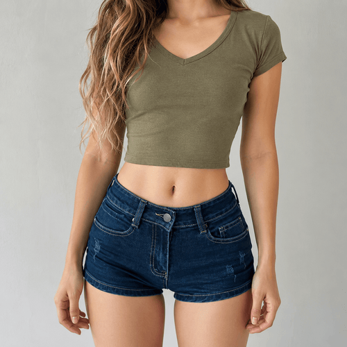 Litlookz Studio Y2K Fitted Denim Mini Shorts
