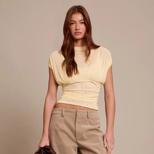Litlookz Studio Y2K Fitted Mesh Top