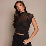 Litlookz Studio Y2K Fitted Mesh Top, view 5