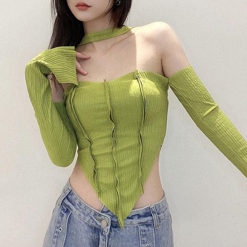 Litlookz Studio Y2K Flare Sleeved Halter Top