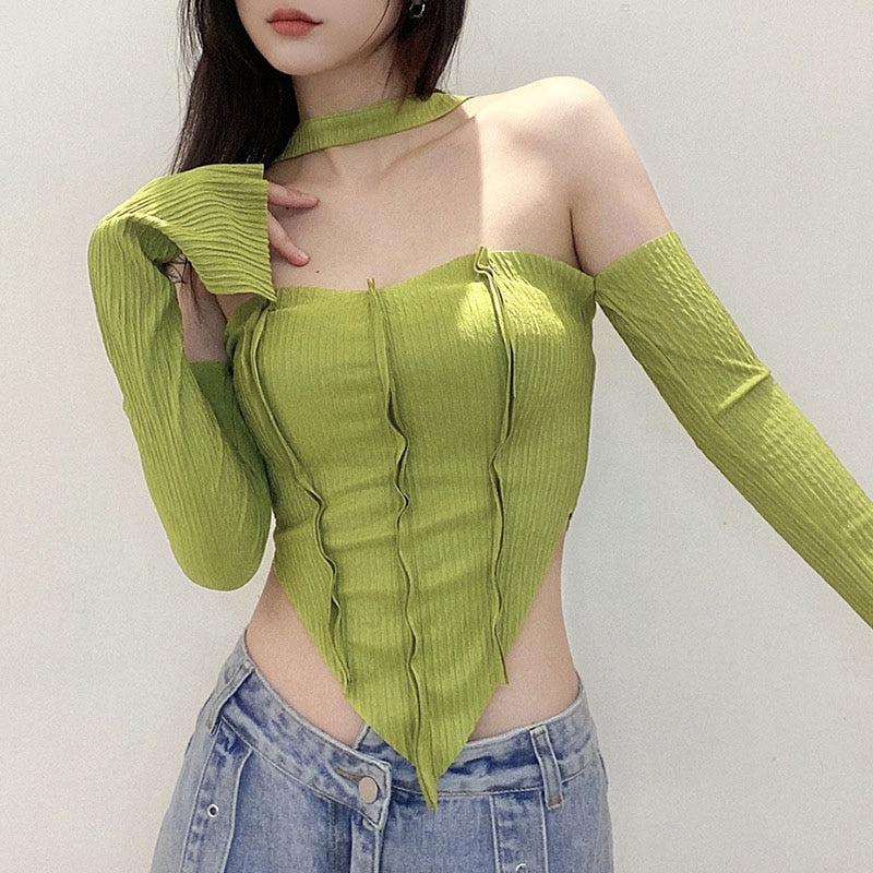 Litlookz Studio Y2K Flare Sleeved Halter Top