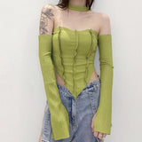 Litlookz Studio Y2K Flare Sleeved Halter Top, view 3