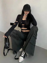 Litlookz Studio Y2K Flared Cargo Jeans, view 3