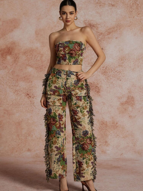 Litlookz Studio Y2K Floral Bustier & Pants Two Piece Set
