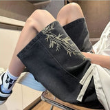 Litlookz Studio Y2K Floral Embroidered Denim Shorts, view 2