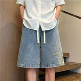 Litlookz Studio Y2K Floral Embroidered Denim Shorts, view 3