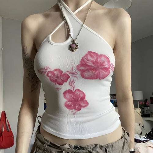 Litlookz Studio Y2K Floral Halter Neck Top
