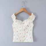 Litlookz Studio Y2K Floral Lace Trim Cami Top, view 4