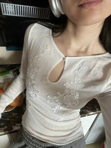Litlookz Studio Y2K Floral Mesh Top, view 3