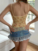 Litlookz Studio Y2K Floral Open Back Mesh Top, view 2