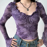Litlookz Studio Y2K Floral Purple Top, view 2