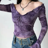 Litlookz Studio Y2K Floral Purple Top, view 3
