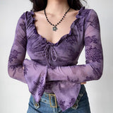 Litlookz Studio Y2K Floral Purple Top, view 4