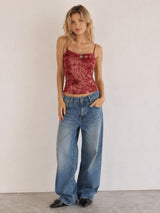 Litlookz Studio Y2K Floral Sheer Cami Crop Top, view 2