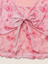Litlookz Studio Y2K Floral Tie Front Bow Top, view 5