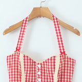 Litlookz Studio Y2K Gingham Halter Mini Dress, view 5
