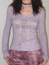 Litlookz Studio Y2K Golden Cross Top, view 2