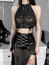 Litlookz Studio Y2K Goth Backless Halter Top, view 2