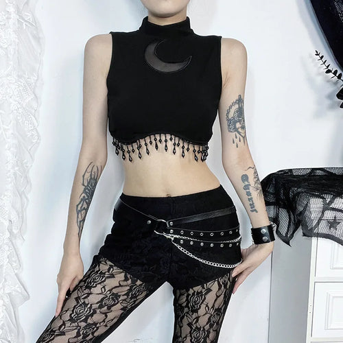 Litlookz Studio Y2K Goth Beaded Crop Top
