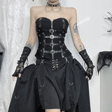 Litlookz Studio Y2K Goth Buckle Zip Up Top, view 4