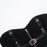 Litlookz Studio Y2K Goth Buckle Zip Up Top, view 5