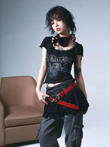 Litlookz Studio Y2K Goth Butterfly Print Tee, view 2