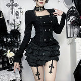 Litlookz Studio Y2K Goth Button Top, view 2
