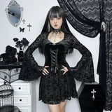 Litlookz Studio Y2K Goth Corset Lace Mini Dress, view 3