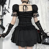 Litlookz Studio Y2K Goth Corset Layered Mini Dress, view 2