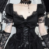 Litlookz Studio Y2K Goth Corset Layered Mini Dress, view 3