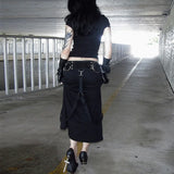 Litlookz Studio Y2K Goth Drawstring Midi Skirt, view 2